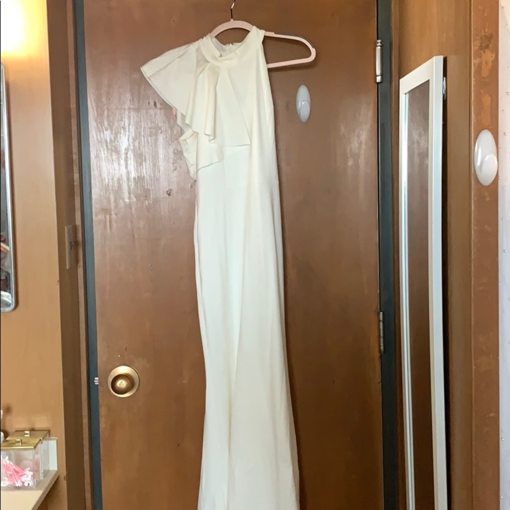 White Lulus One Shoulder Maxi Dress